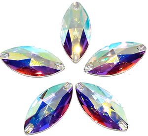 Crystal ab  navette 15x32mm