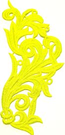 Neon keltainen pitsiaplikaatio